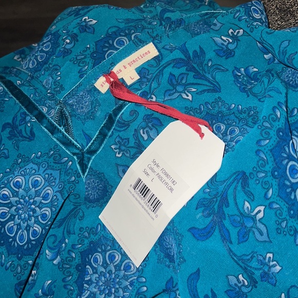 Standards & Practices Teal Paisley Print Dress Size Large - Picture 4 of 7